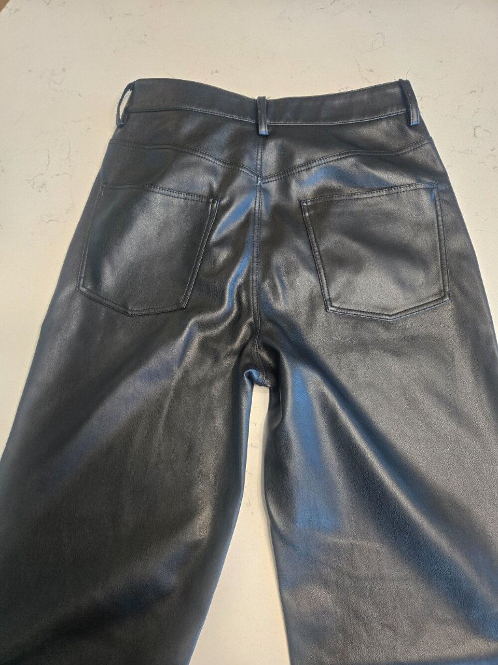 ZARA Black Faux Leather Straight Leg Pants Size 6 / EUR 38 - Picture 3 of 8